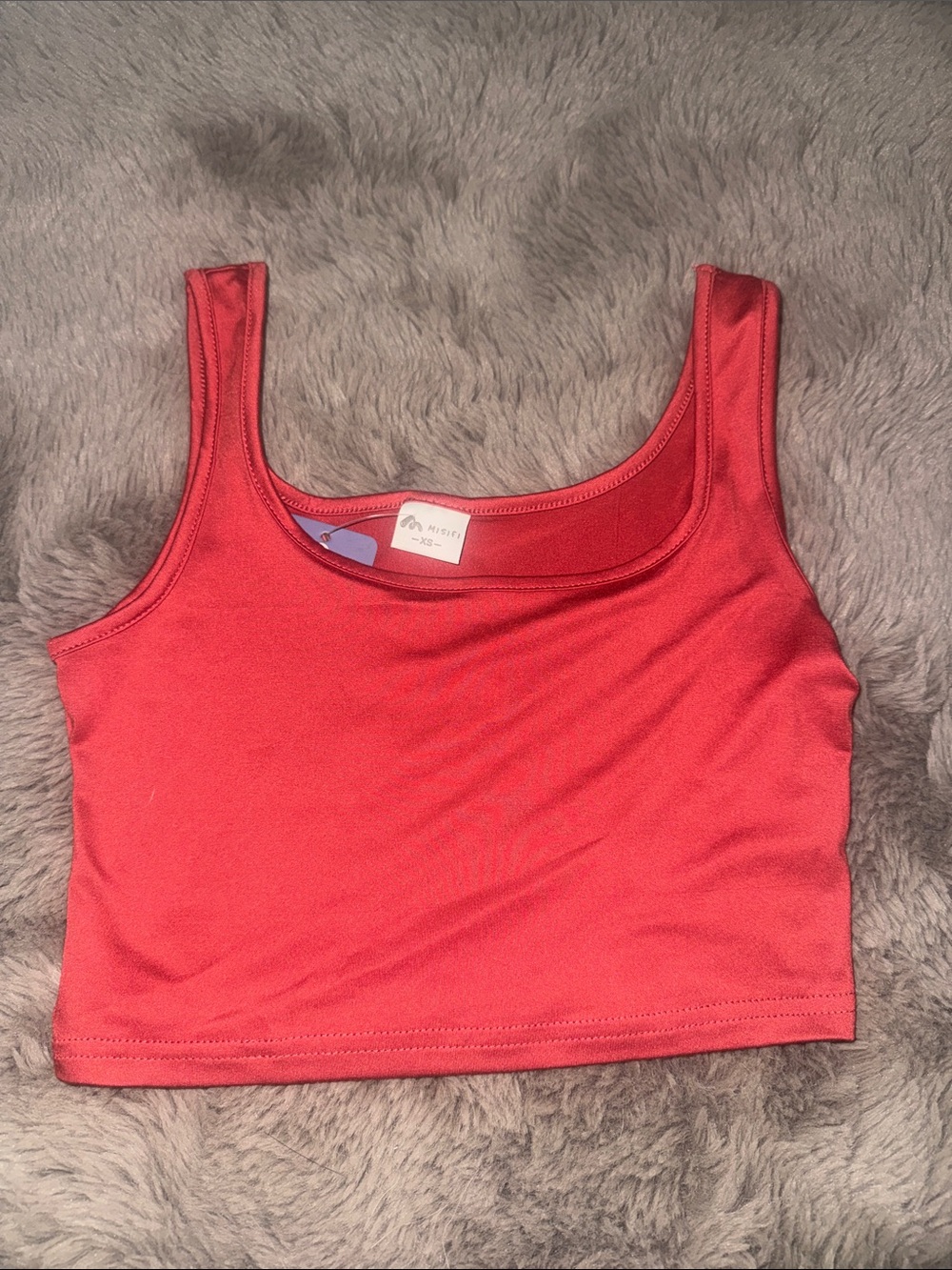 Pink-Red Cropped Tank Top with Scoop Neck